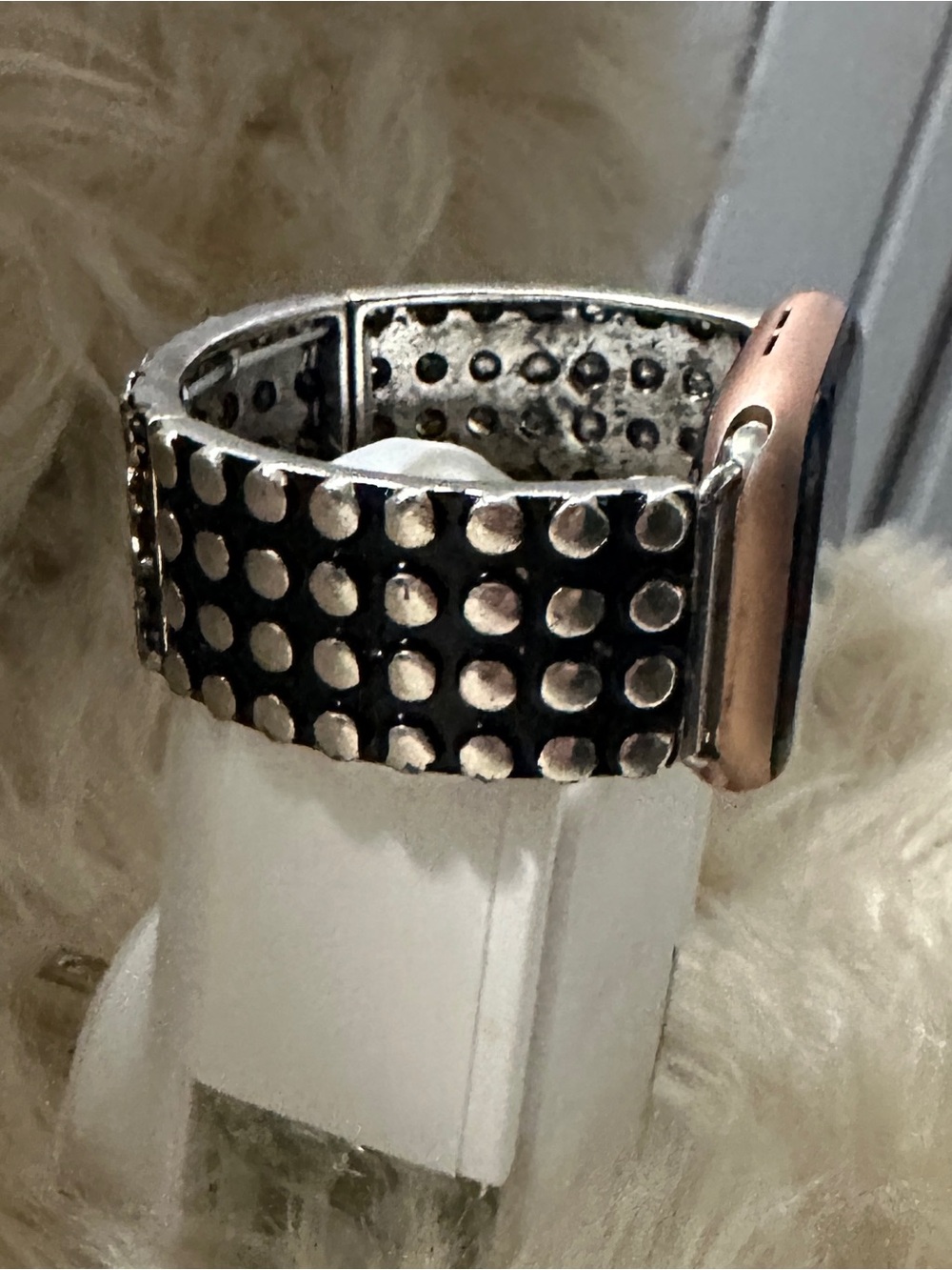 Studded Two-Tone Metal Cuff Apple Watch band-